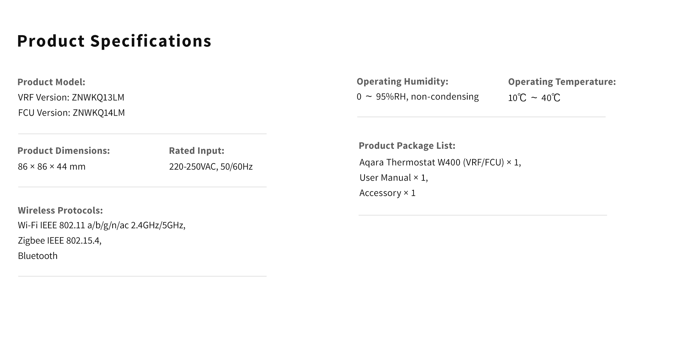 tech specifications of W400